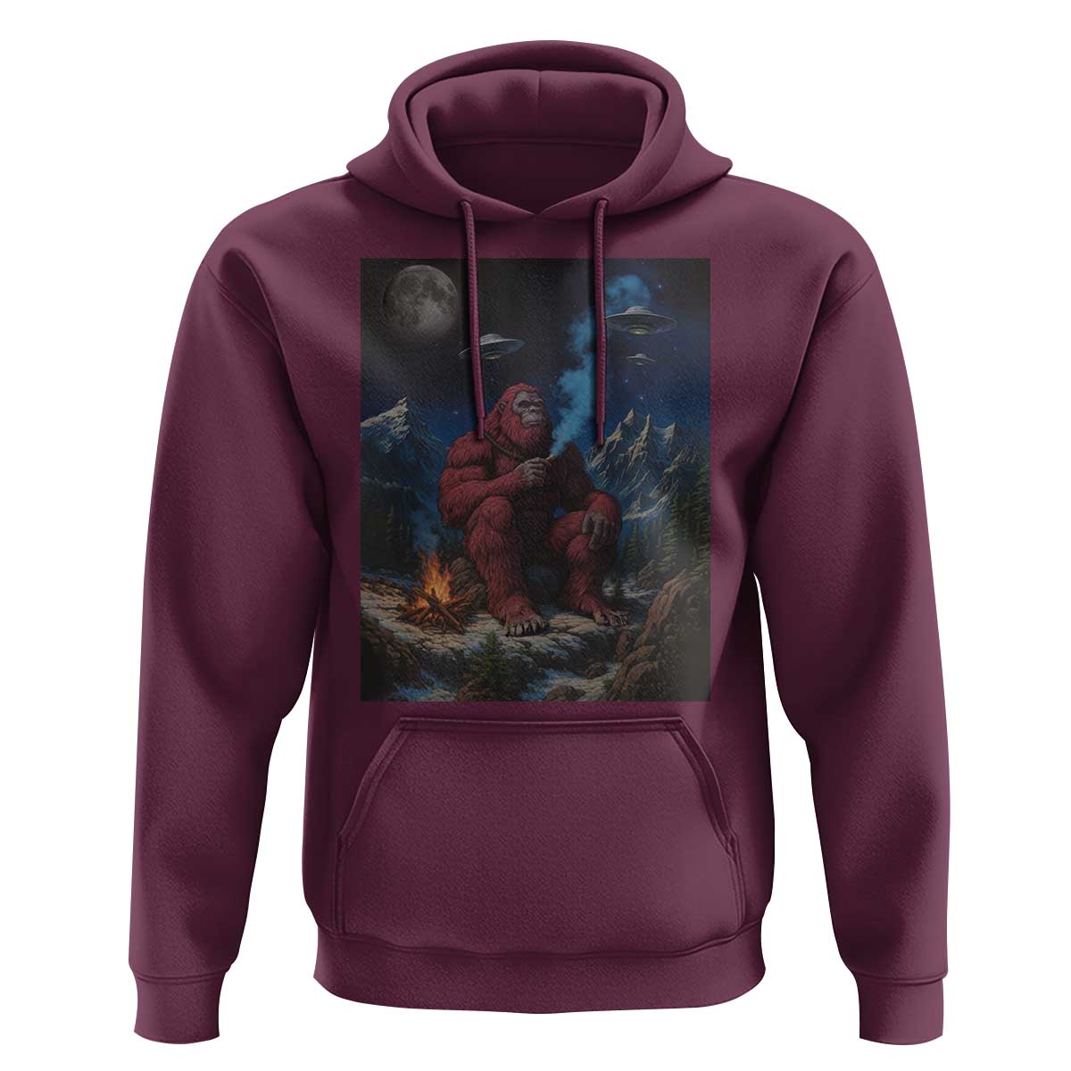Funny Smoking Bigfoot Hoodie Vintage Cigarette Sasquatch UFO Cryptid Meme - Wonder Print Shop