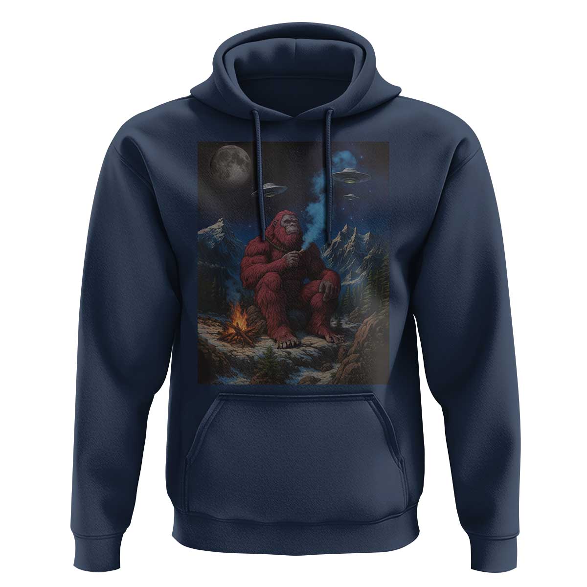 Funny Smoking Bigfoot Hoodie Vintage Cigarette Sasquatch UFO Cryptid Meme - Wonder Print Shop