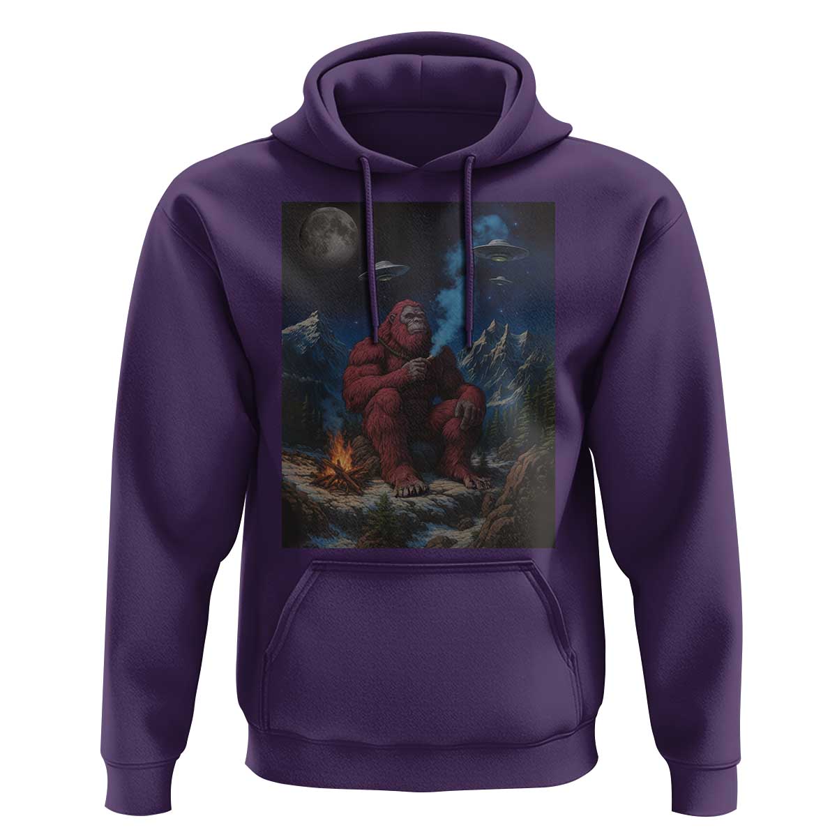 Funny Smoking Bigfoot Hoodie Vintage Cigarette Sasquatch UFO Cryptid Meme - Wonder Print Shop
