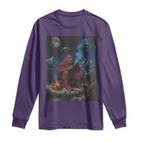 Funny Smoking Bigfoot Long Sleeve Shirt Vintage Cigarette Sasquatch UFO Cryptid Meme - Wonder Print Shop
