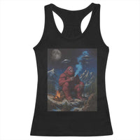 Funny Smoking Bigfoot Racerback Tank Top Vintage Cigarette Sasquatch UFO Cryptid Meme - Wonder Print Shop