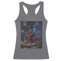 Funny Smoking Bigfoot Racerback Tank Top Vintage Cigarette Sasquatch UFO Cryptid Meme - Wonder Print Shop