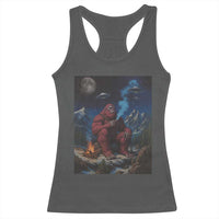 Funny Smoking Bigfoot Racerback Tank Top Vintage Cigarette Sasquatch UFO Cryptid Meme - Wonder Print Shop