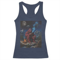 Funny Smoking Bigfoot Racerback Tank Top Vintage Cigarette Sasquatch UFO Cryptid Meme - Wonder Print Shop