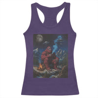 Funny Smoking Bigfoot Racerback Tank Top Vintage Cigarette Sasquatch UFO Cryptid Meme - Wonder Print Shop