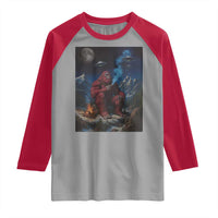 Funny Smoking Bigfoot Raglan Shirt Vintage Cigarette Sasquatch UFO Cryptid Meme - Wonder Print Shop