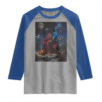 Funny Smoking Bigfoot Raglan Shirt Vintage Cigarette Sasquatch UFO Cryptid Meme - Wonder Print Shop