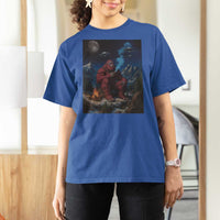 Funny Smoking Bigfoot T Shirt For Women Vintage Cigarette Sasquatch UFO Cryptid Meme - Wonder Print Shop