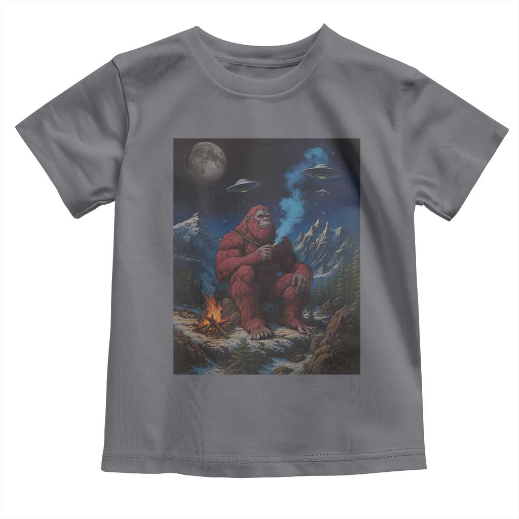 Funny Smoking Bigfoot Toddler T Shirt Vintage Cigarette Sasquatch UFO Cryptid Meme - Wonder Print Shop