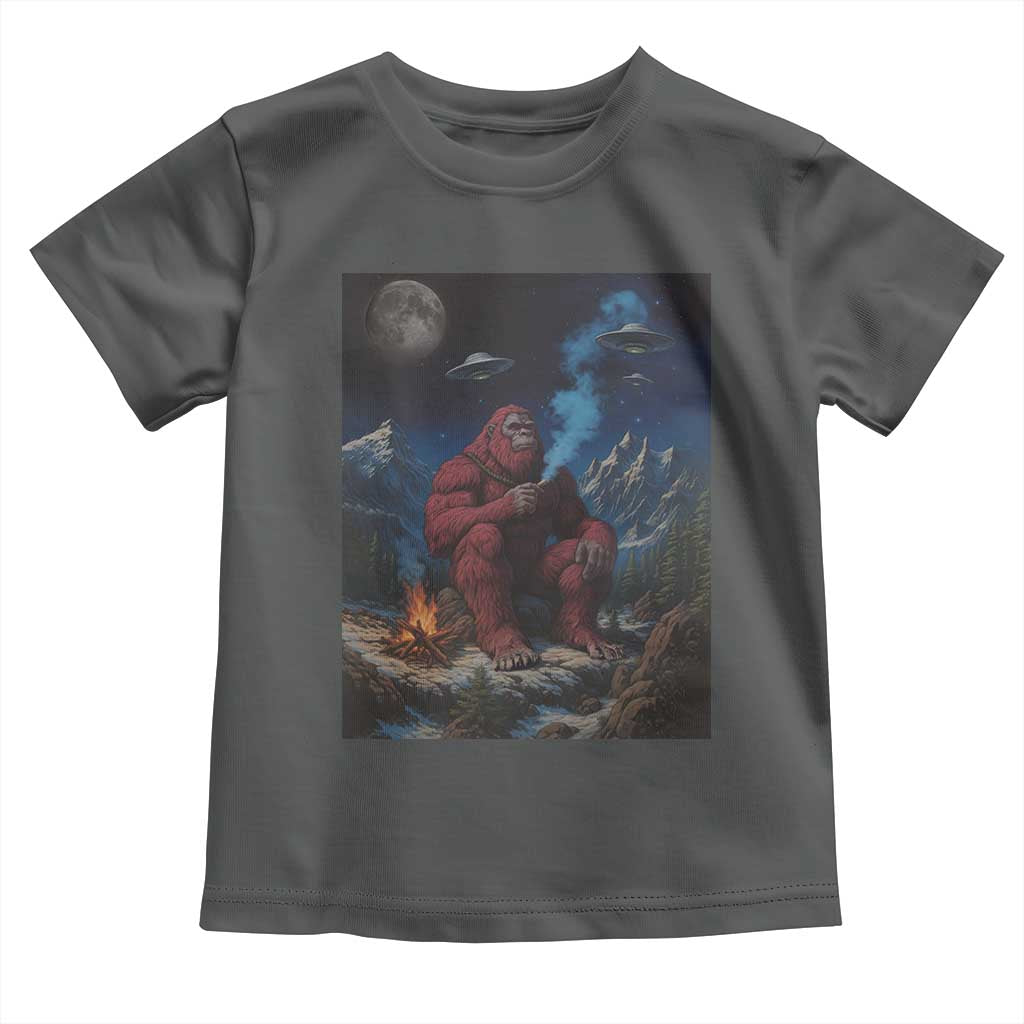 Funny Smoking Bigfoot Toddler T Shirt Vintage Cigarette Sasquatch UFO Cryptid Meme - Wonder Print Shop
