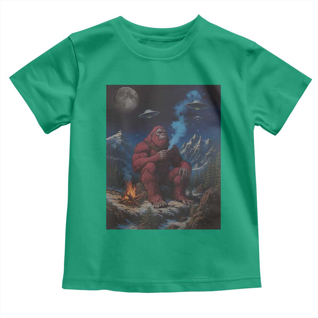 Funny Smoking Bigfoot Toddler T Shirt Vintage Cigarette Sasquatch UFO Cryptid Meme - Wonder Print Shop