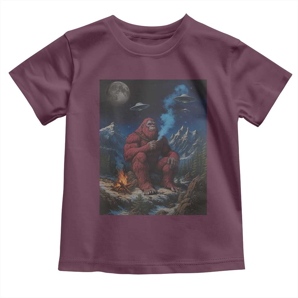 Funny Smoking Bigfoot Toddler T Shirt Vintage Cigarette Sasquatch UFO Cryptid Meme - Wonder Print Shop