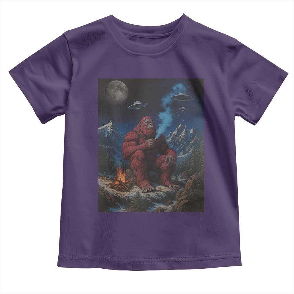 Funny Smoking Bigfoot Toddler T Shirt Vintage Cigarette Sasquatch UFO Cryptid Meme - Wonder Print Shop