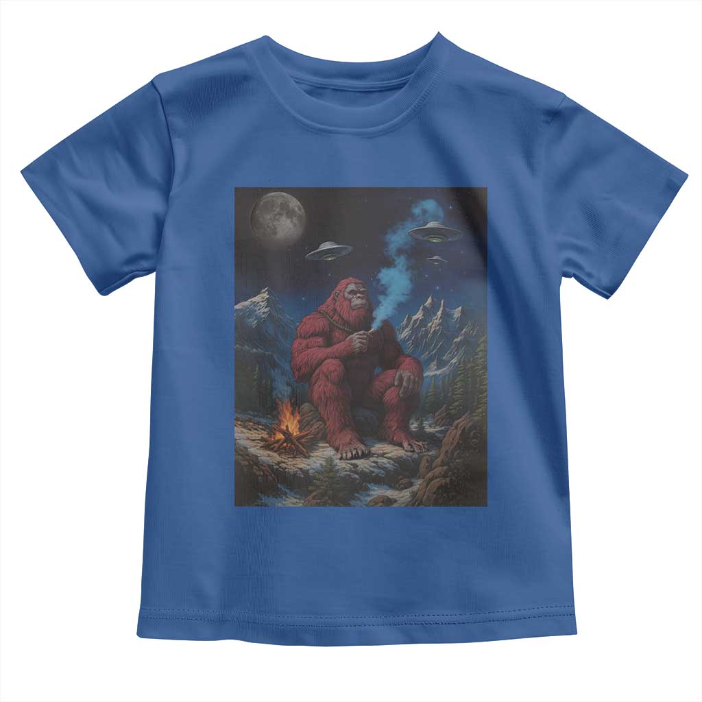 Funny Smoking Bigfoot Toddler T Shirt Vintage Cigarette Sasquatch UFO Cryptid Meme - Wonder Print Shop