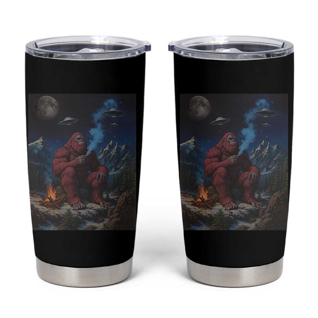 Funny Smoking Bigfoot Tumbler Cup Vintage Cigarette Sasquatch UFO Cryptid Meme - Wonder Print Shop