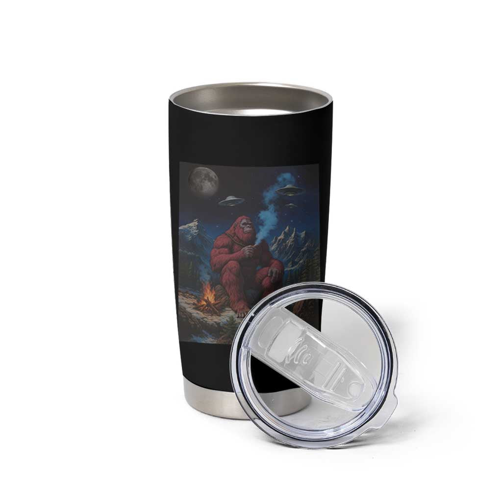 Funny Smoking Bigfoot Tumbler Cup Vintage Cigarette Sasquatch UFO Cryptid Meme - Wonder Print Shop