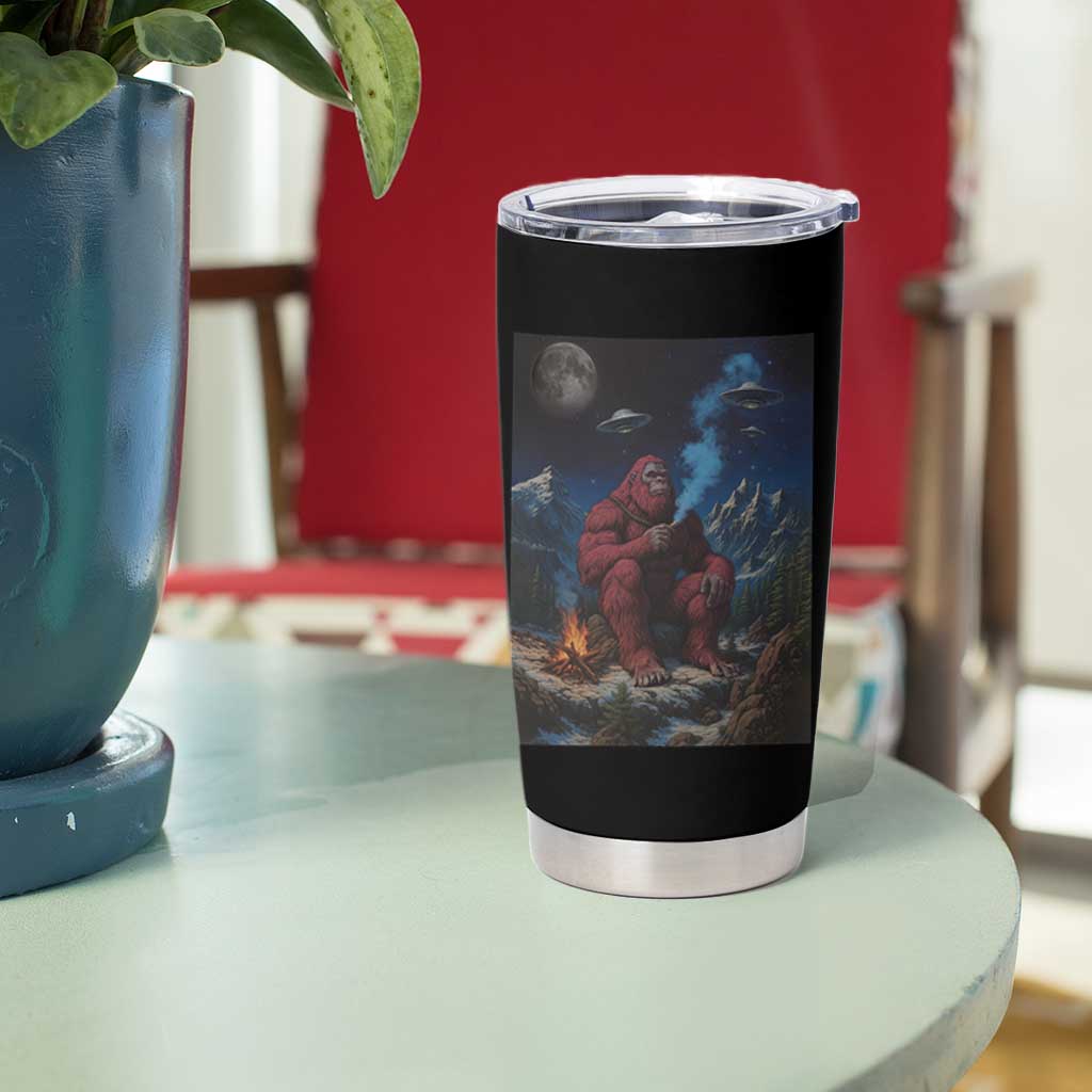 Funny Smoking Bigfoot Tumbler Cup Vintage Cigarette Sasquatch UFO Cryptid Meme - Wonder Print Shop