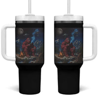 Funny Smoking Bigfoot Tumbler With Handle Vintage Cigarette Sasquatch UFO Cryptid Meme - Wonder Print Shop