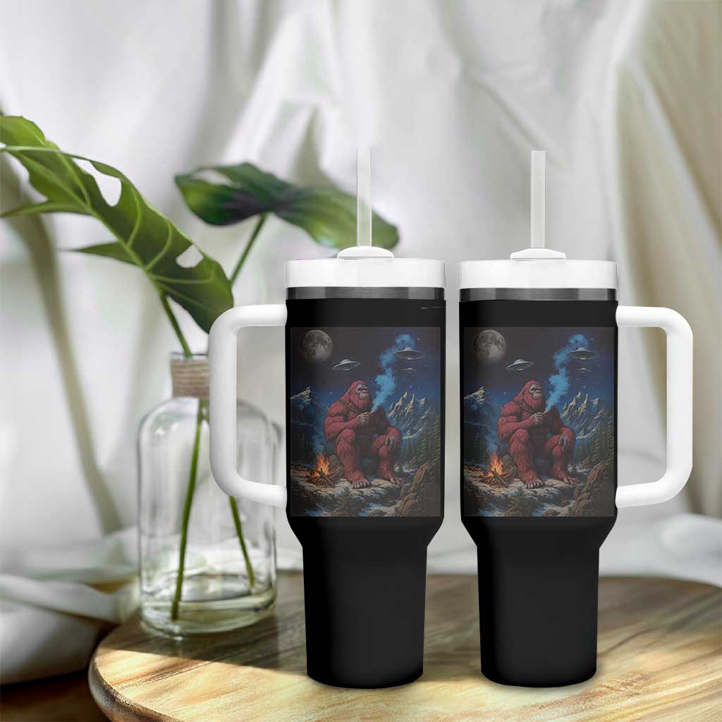 Funny Smoking Bigfoot Tumbler With Handle Vintage Cigarette Sasquatch UFO Cryptid Meme - Wonder Print Shop