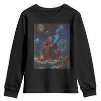 Funny Smoking Bigfoot Youth Sweatshirt Vintage Cigarette Sasquatch UFO Cryptid Meme - Wonder Print Shop