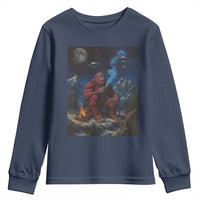 Funny Smoking Bigfoot Youth Sweatshirt Vintage Cigarette Sasquatch UFO Cryptid Meme - Wonder Print Shop