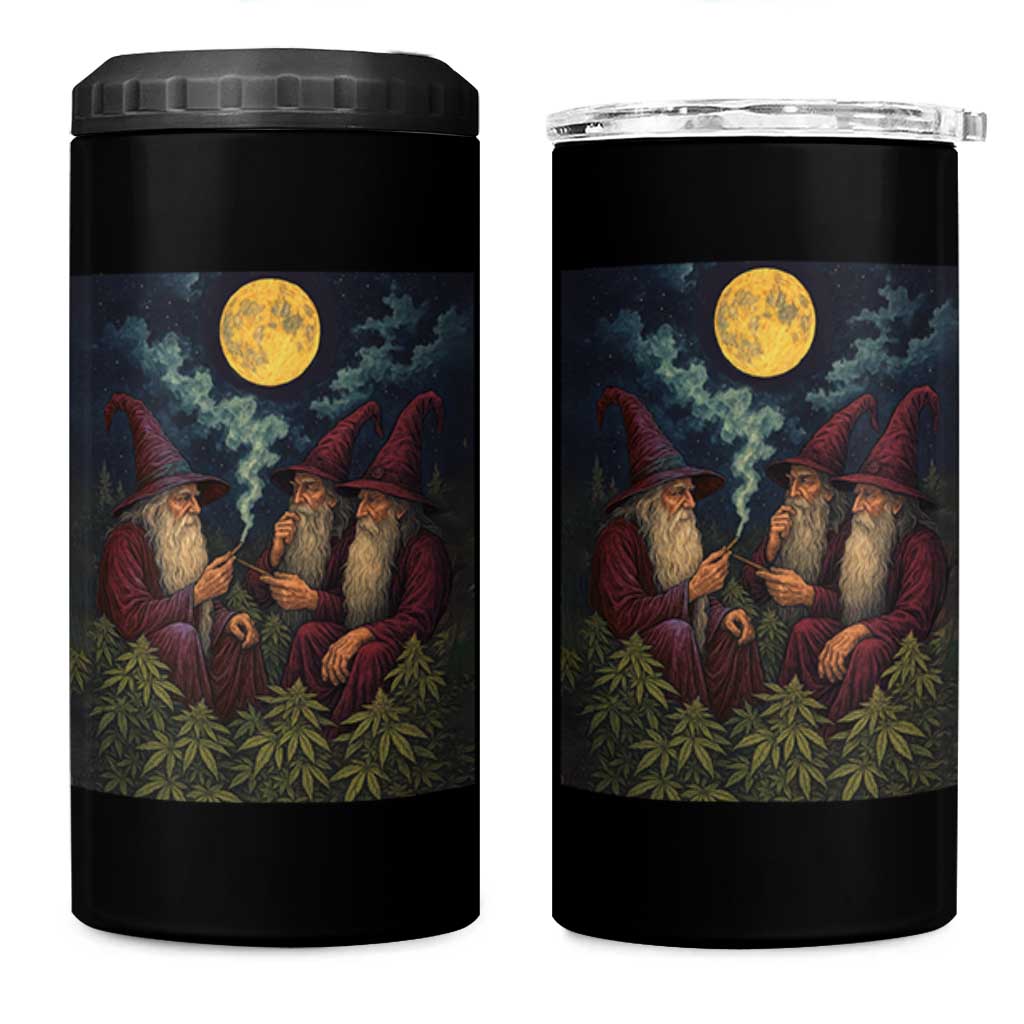 Wizard 420 Smoking Marijuana 4 in 1 Can Cooler Tumbler Funny Stoner Weed Lover Meme