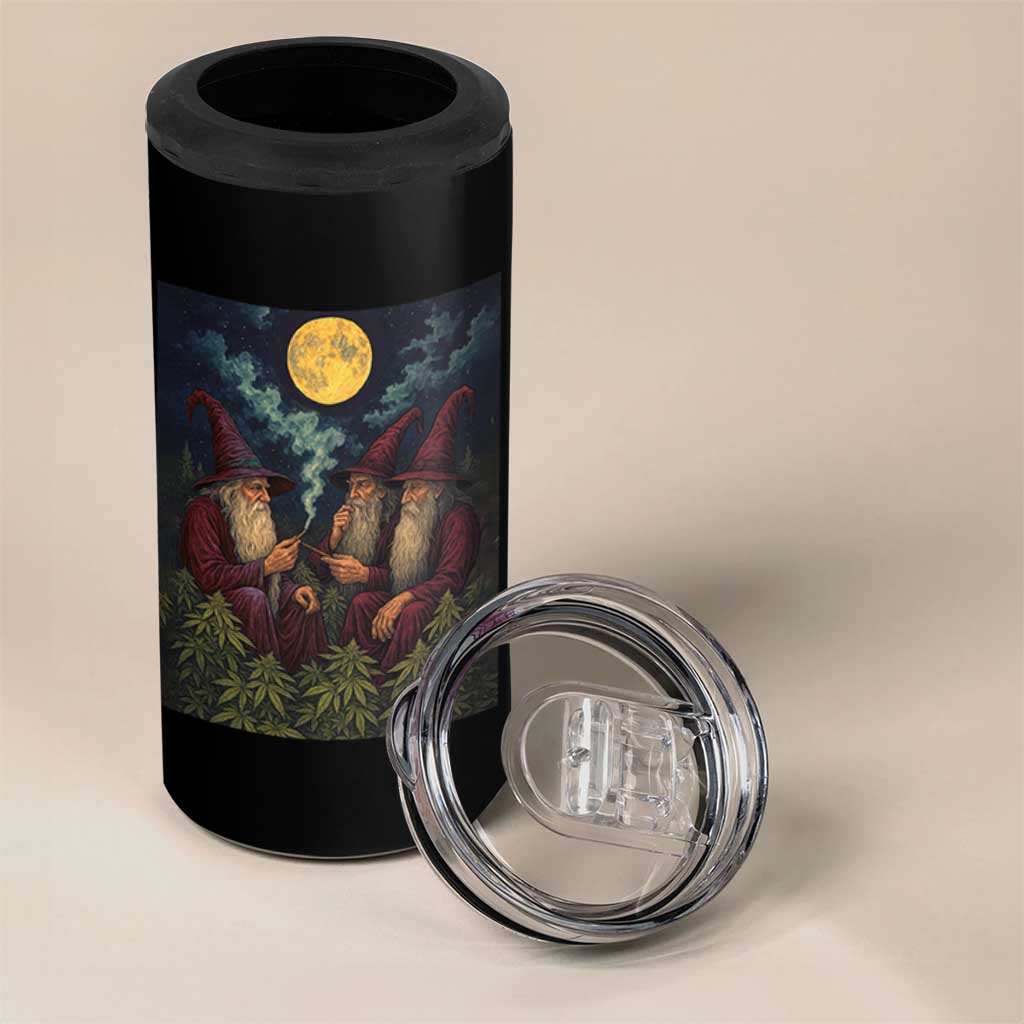 Wizard 420 Smoking Marijuana 4 in 1 Can Cooler Tumbler Funny Stoner Weed Lover Meme