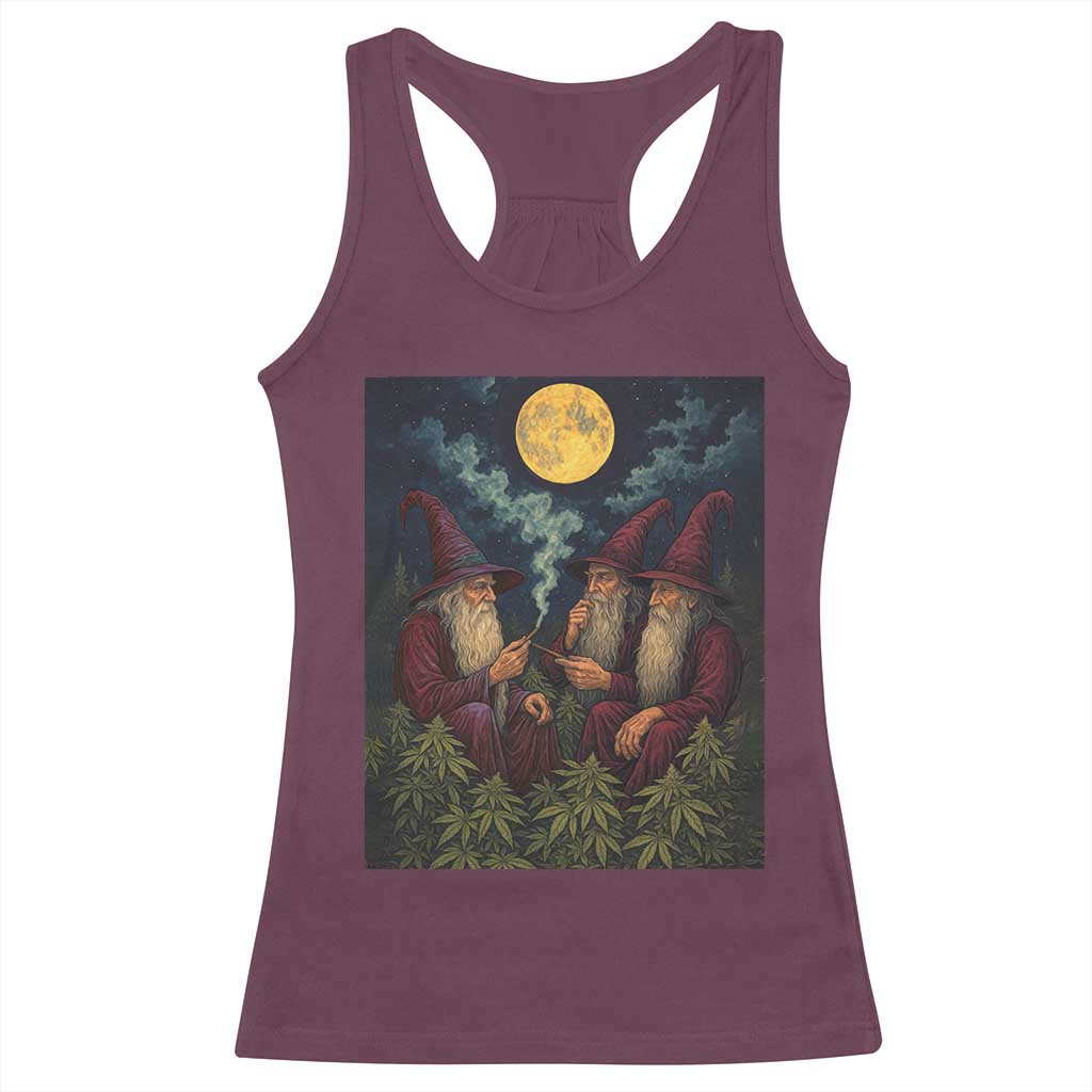 Wizard 420 Smoking Marijuana Racerback Tank Top Funny Stoner Weed Lover Meme