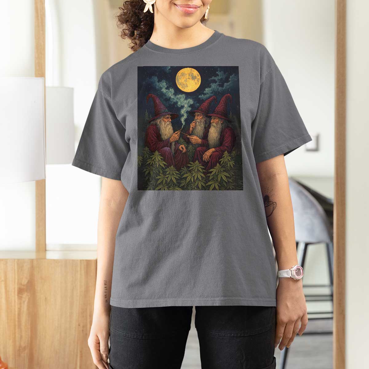 Wizard 420 Smoking Marijuana T Shirt For Women Funny Stoner Weed Lover Meme