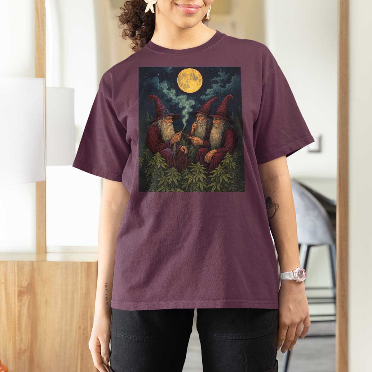 Wizard 420 Smoking Marijuana T Shirt For Women Funny Stoner Weed Lover Meme