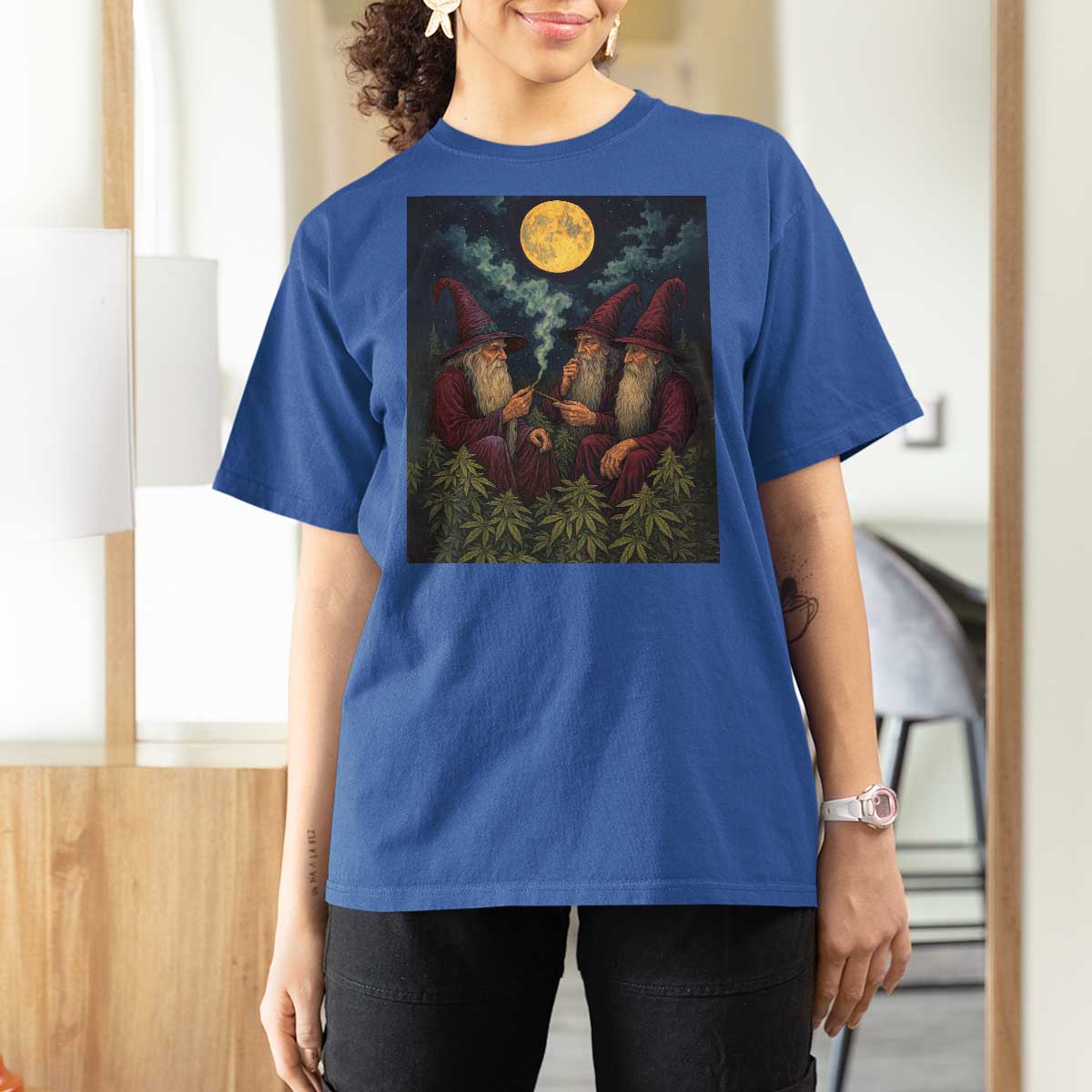 Wizard 420 Smoking Marijuana T Shirt For Women Funny Stoner Weed Lover Meme