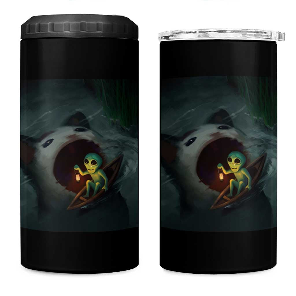 Funny Alien Cat Meme 4 in 1 Can Cooler Tumbler Weird Silly - Wonder Print Shop