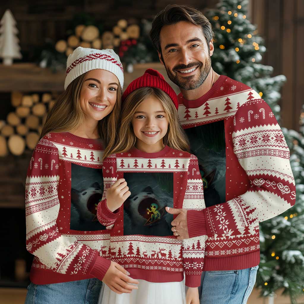 Funny Alien Cat Meme Ugly Christmas Sweater Weird Silly - Wonder Print Shop