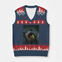 Funny Alien Cat Meme V-Neck Knit Sweater Vest Weird Silly - Wonder Print Shop