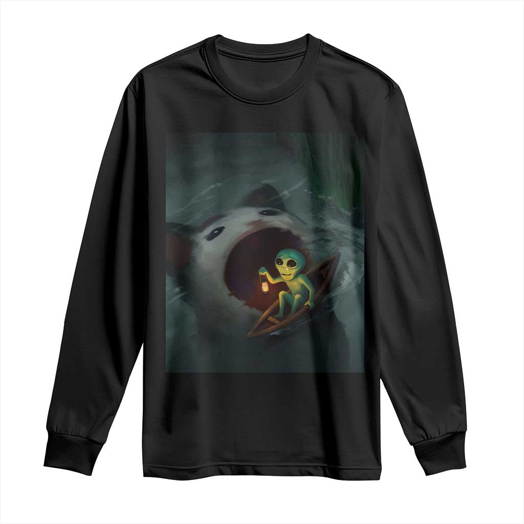 Funny Alien Cat Meme Long Sleeve Shirt Weird Silly - Wonder Print Shop