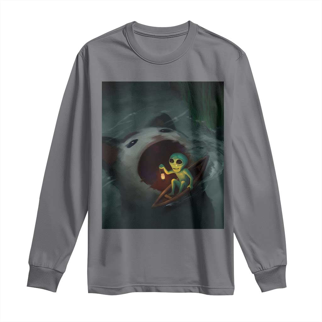 Funny Alien Cat Meme Long Sleeve Shirt Weird Silly - Wonder Print Shop