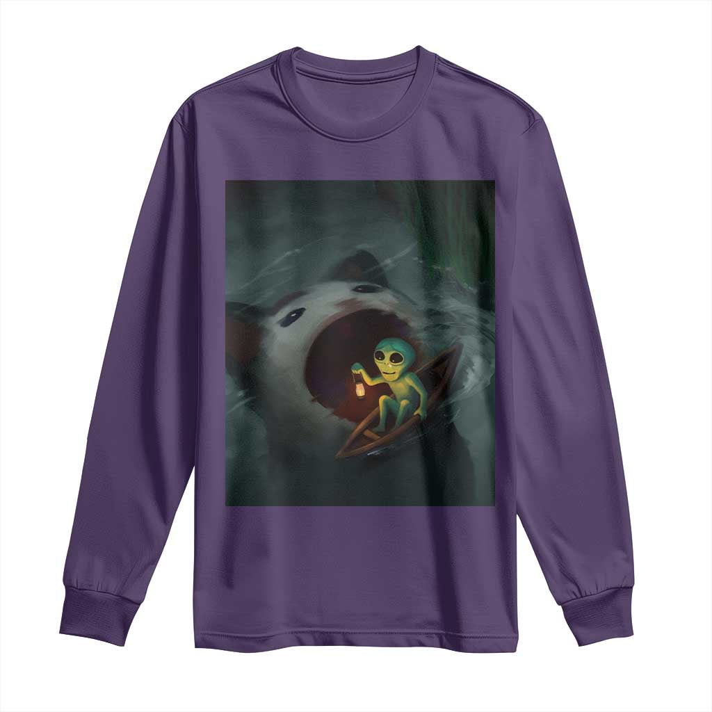 Funny Alien Cat Meme Long Sleeve Shirt Weird Silly - Wonder Print Shop