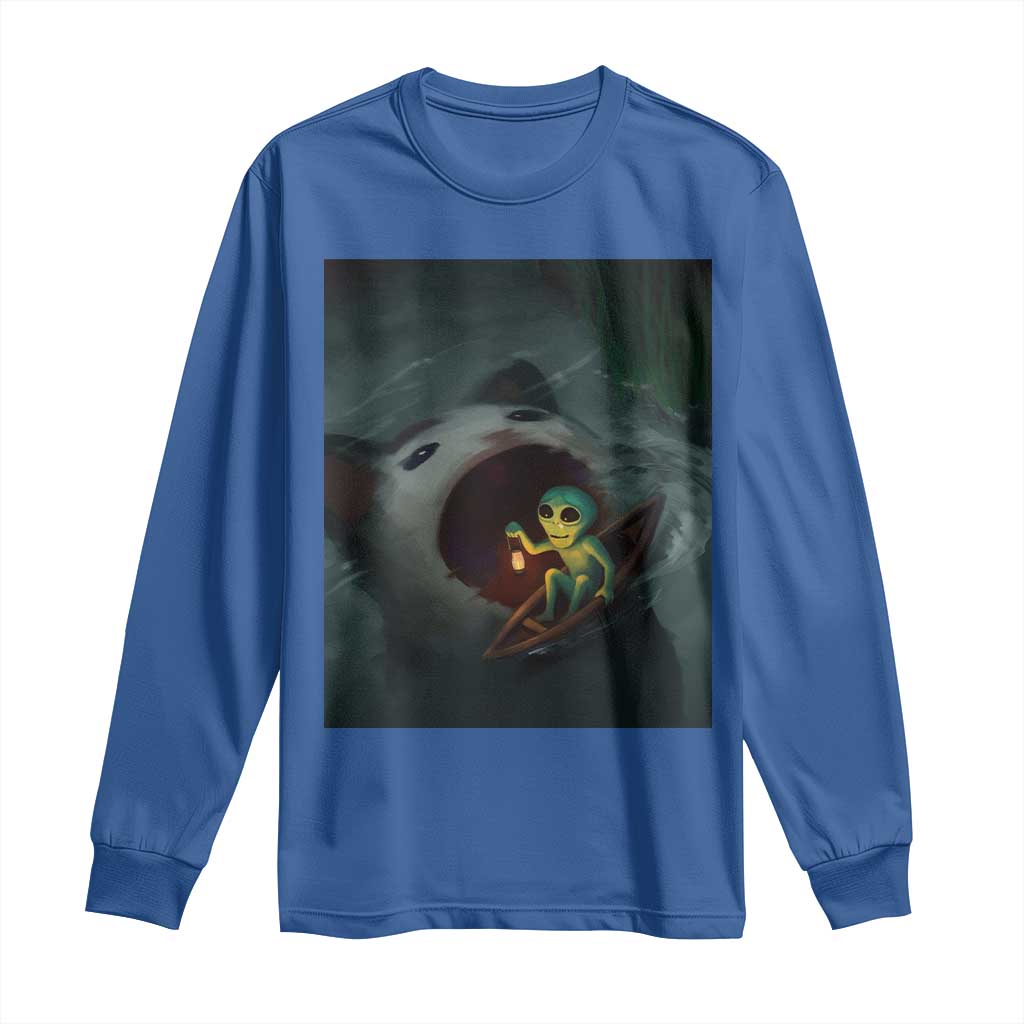Funny Alien Cat Meme Long Sleeve Shirt Weird Silly - Wonder Print Shop