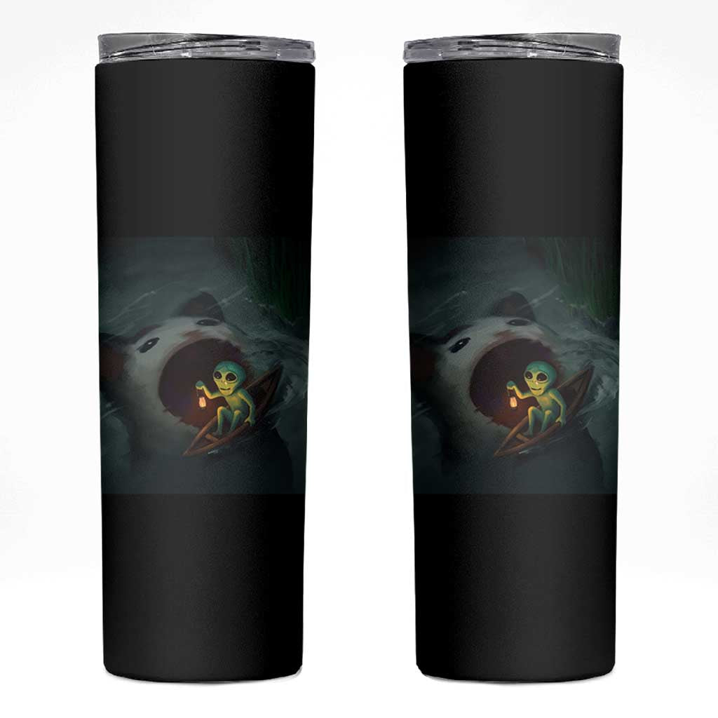 Funny Alien Cat Meme Skinny Tumbler Weird Silly - Wonder Print Shop