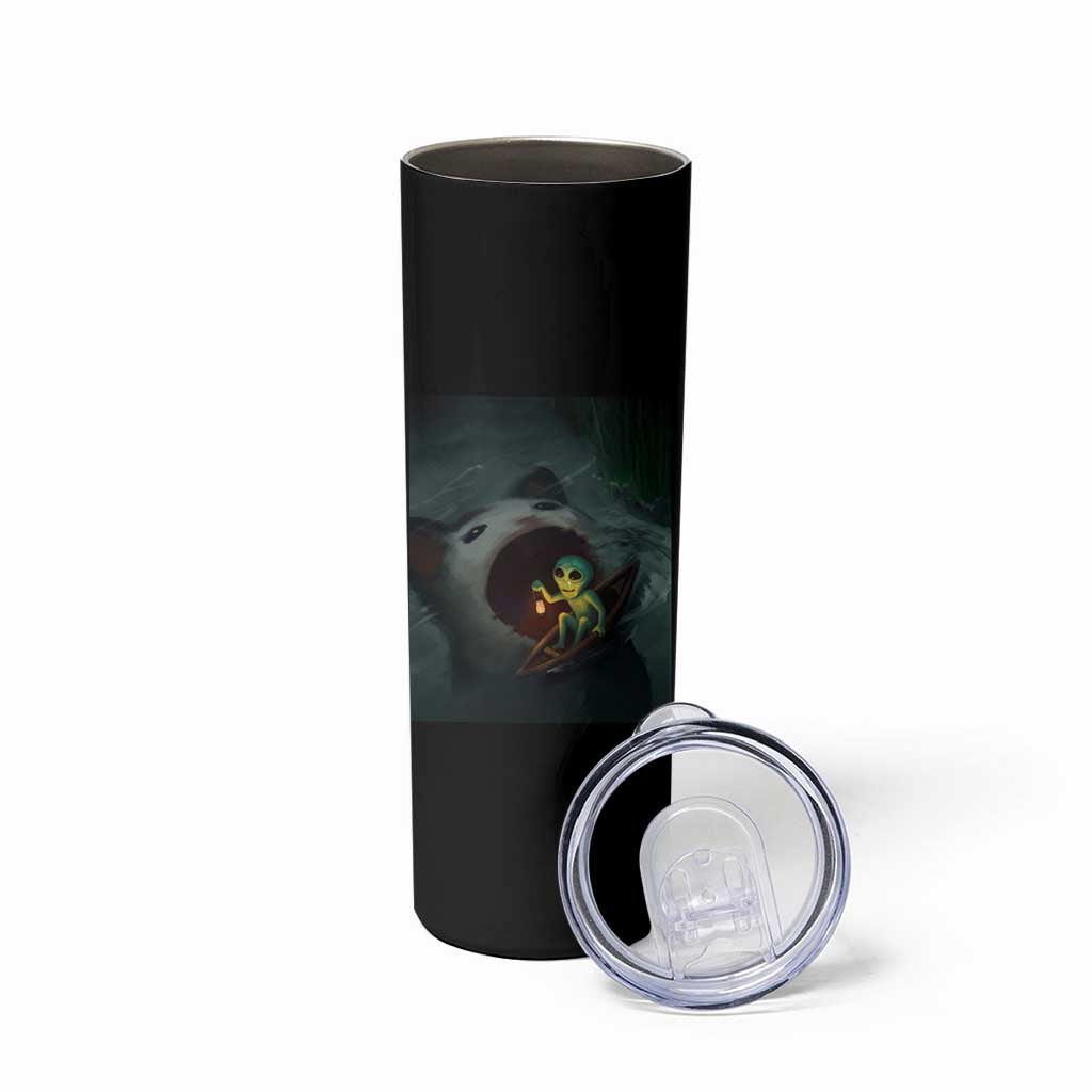Funny Alien Cat Meme Skinny Tumbler Weird Silly - Wonder Print Shop