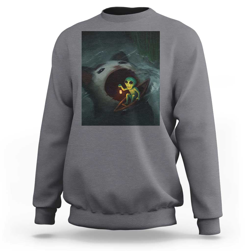 Funny Alien Cat Meme Sweatshirt Weird Silly - Wonder Print Shop