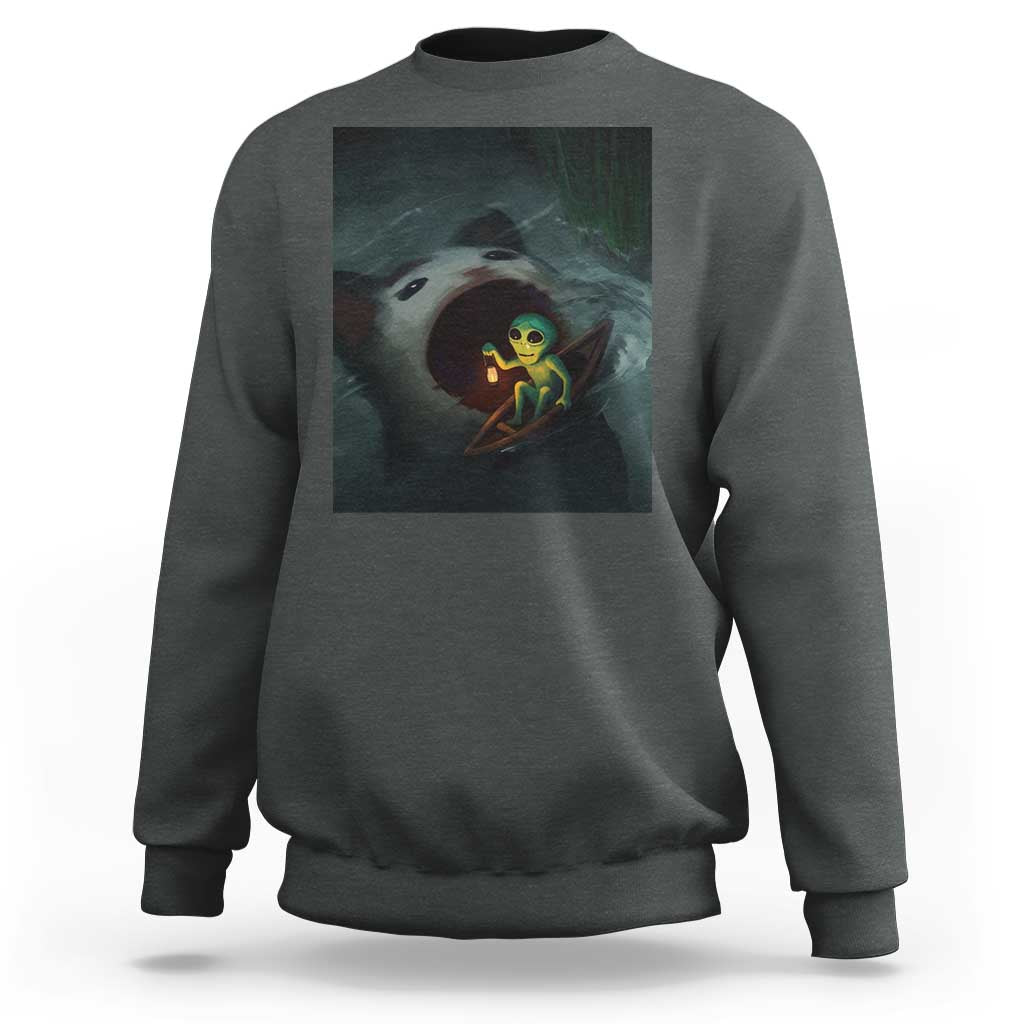 Funny Alien Cat Meme Sweatshirt Weird Silly - Wonder Print Shop