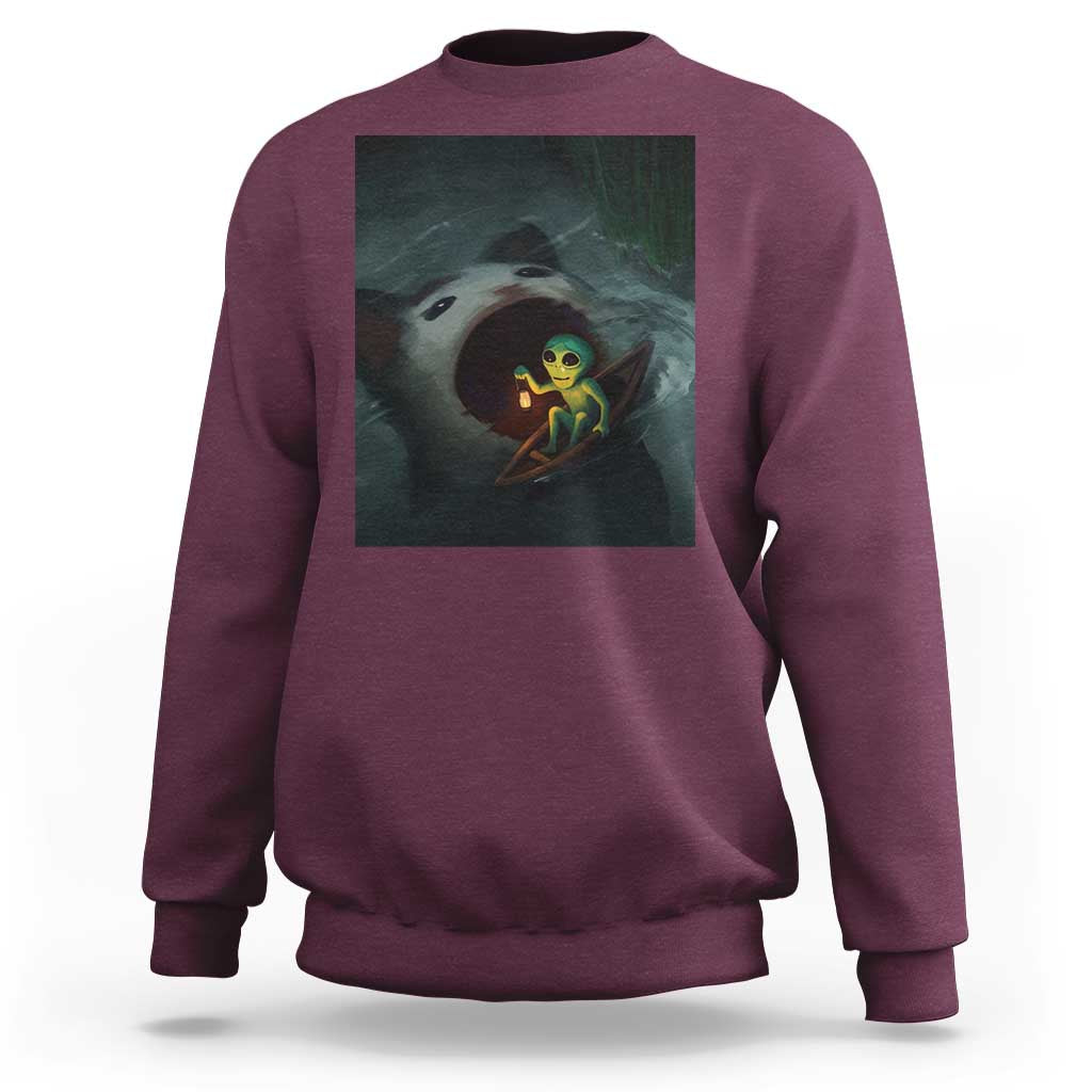 Funny Alien Cat Meme Sweatshirt Weird Silly - Wonder Print Shop