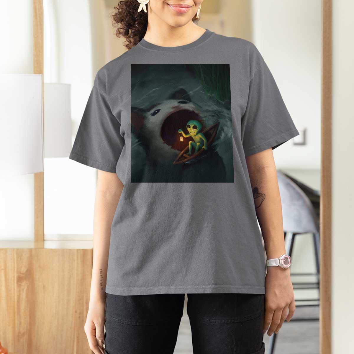 Funny Alien Cat Meme T Shirt For Women Weird Silly - Wonder Print Shop