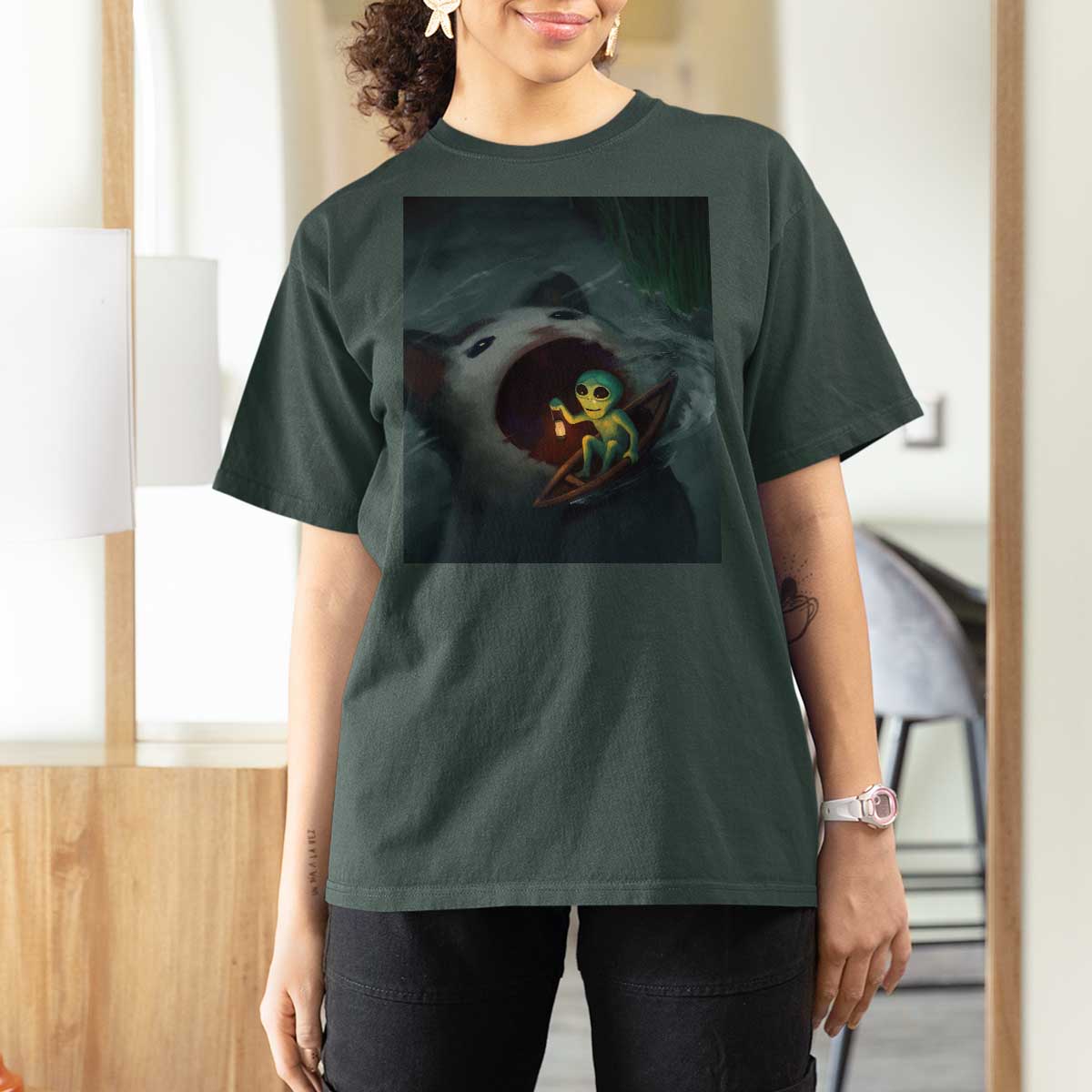 Funny Alien Cat Meme T Shirt For Women Weird Silly - Wonder Print Shop