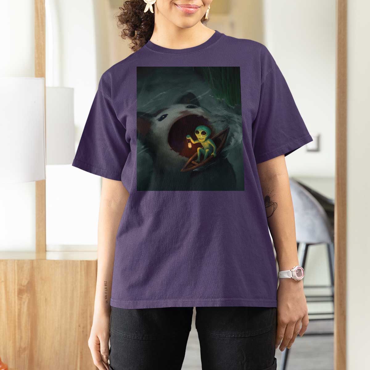 Funny Alien Cat Meme T Shirt For Women Weird Silly - Wonder Print Shop