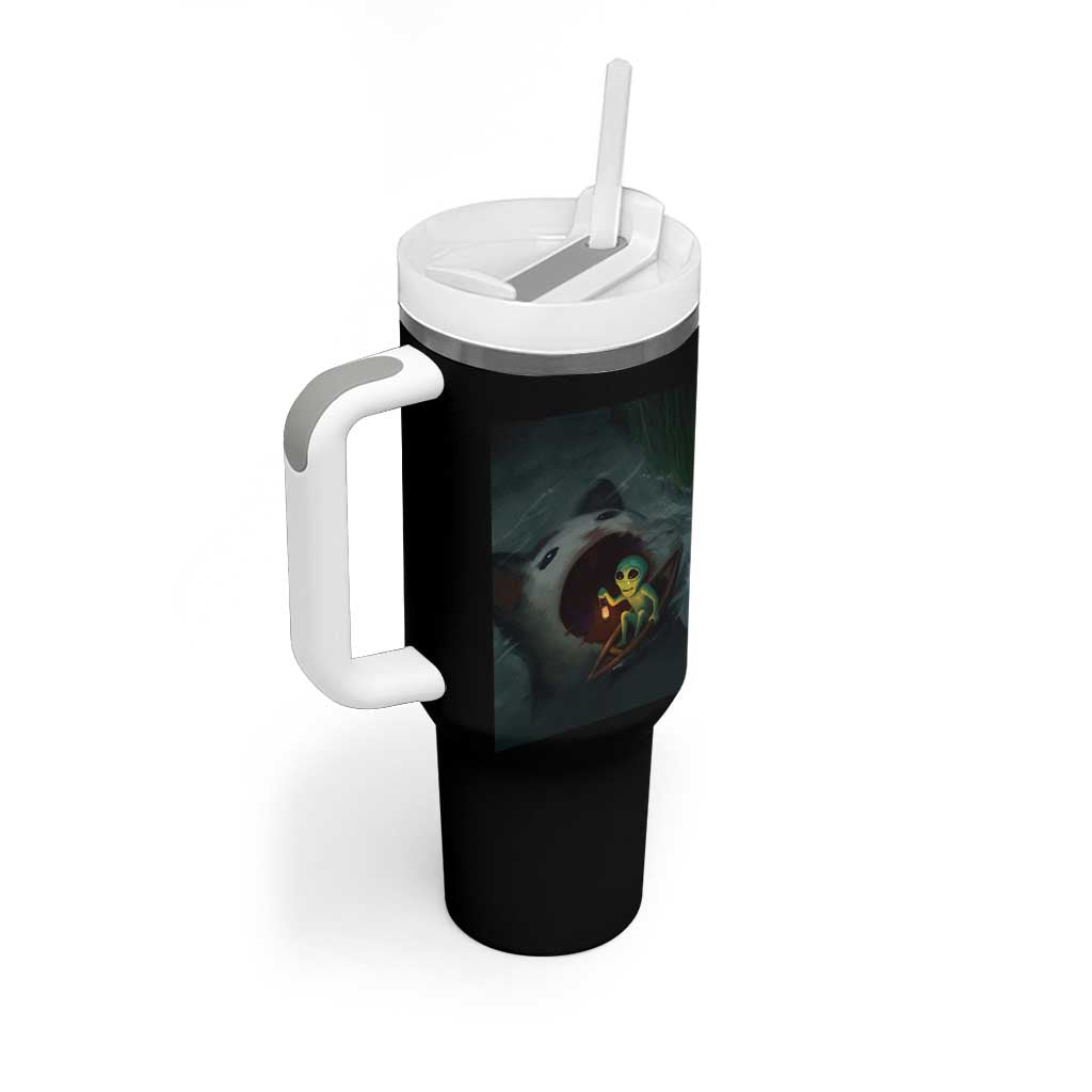 Funny Alien Cat Meme Tumbler With Handle Weird Silly - Wonder Print Shop