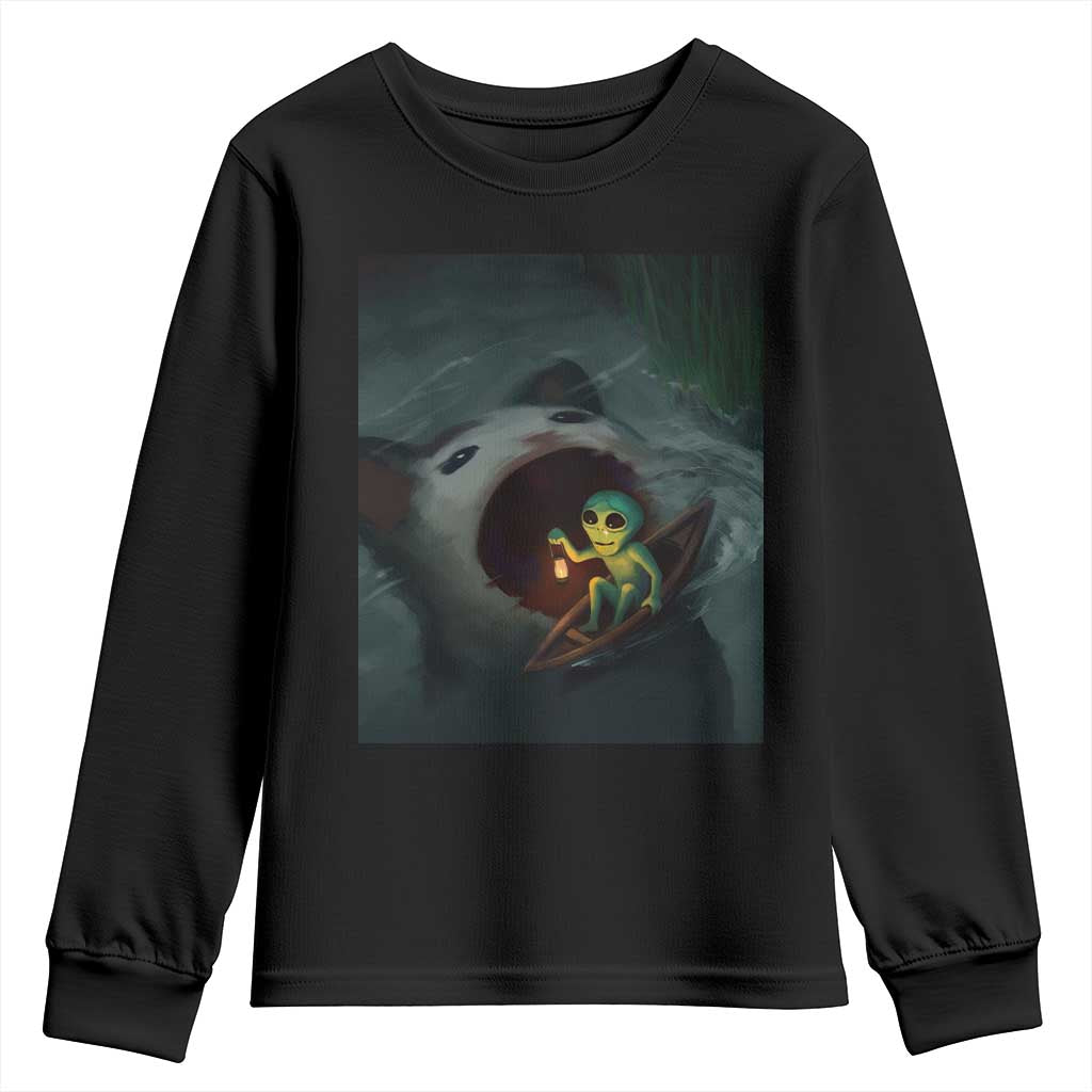 Funny Alien Cat Meme Youth Sweatshirt Weird Silly - Wonder Print Shop
