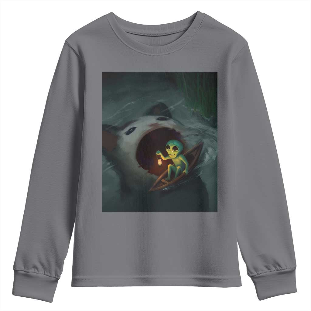 Funny Alien Cat Meme Youth Sweatshirt Weird Silly - Wonder Print Shop