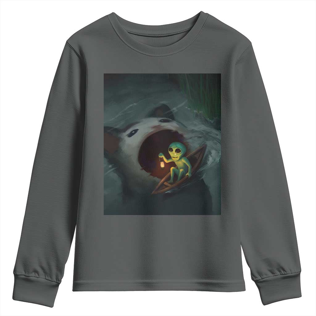 Funny Alien Cat Meme Youth Sweatshirt Weird Silly - Wonder Print Shop